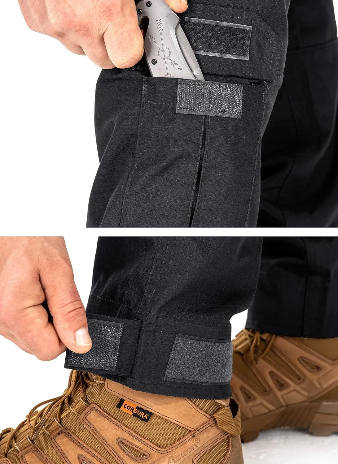 Men's Tactical Pants Camo Cargo Pants Ripstop Work Hiking Pants with 10 Pockets No Belt