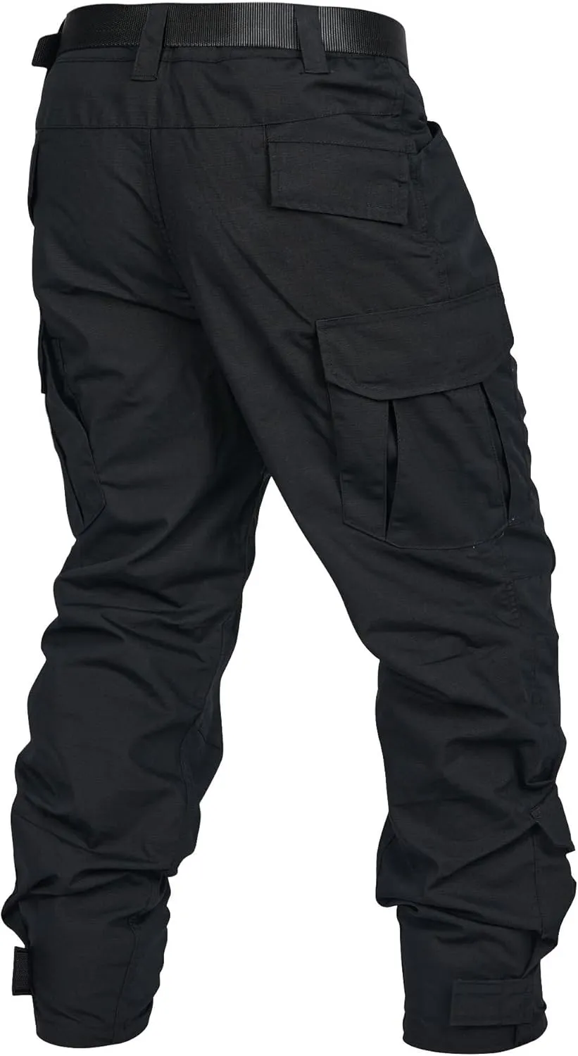 Men's Tactical Pants Camo Cargo Pants Ripstop Work Hiking Pants with 10 Pockets No Belt