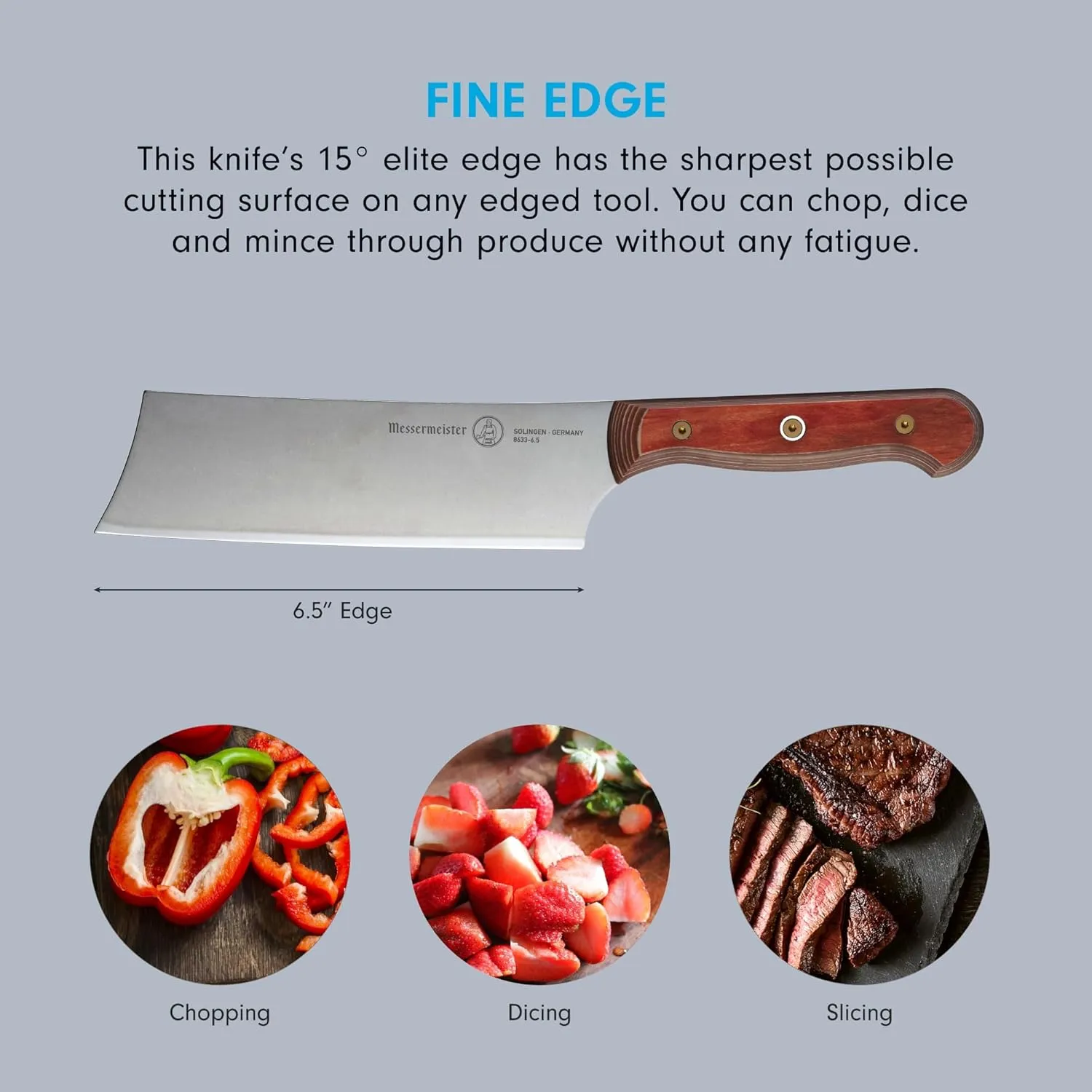 Messermeister Custom 6.5” Nakiri Knife, Terra Red - X50 German Stainless Steel - Rust Resistant & Easy to Maintain - Made in Solingen, Germany