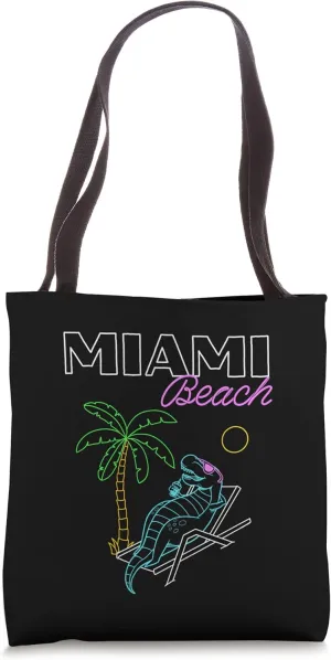 Miami Beach for Dinosaur Lover T-Rex Miami Beach Souvenir Tote Bag