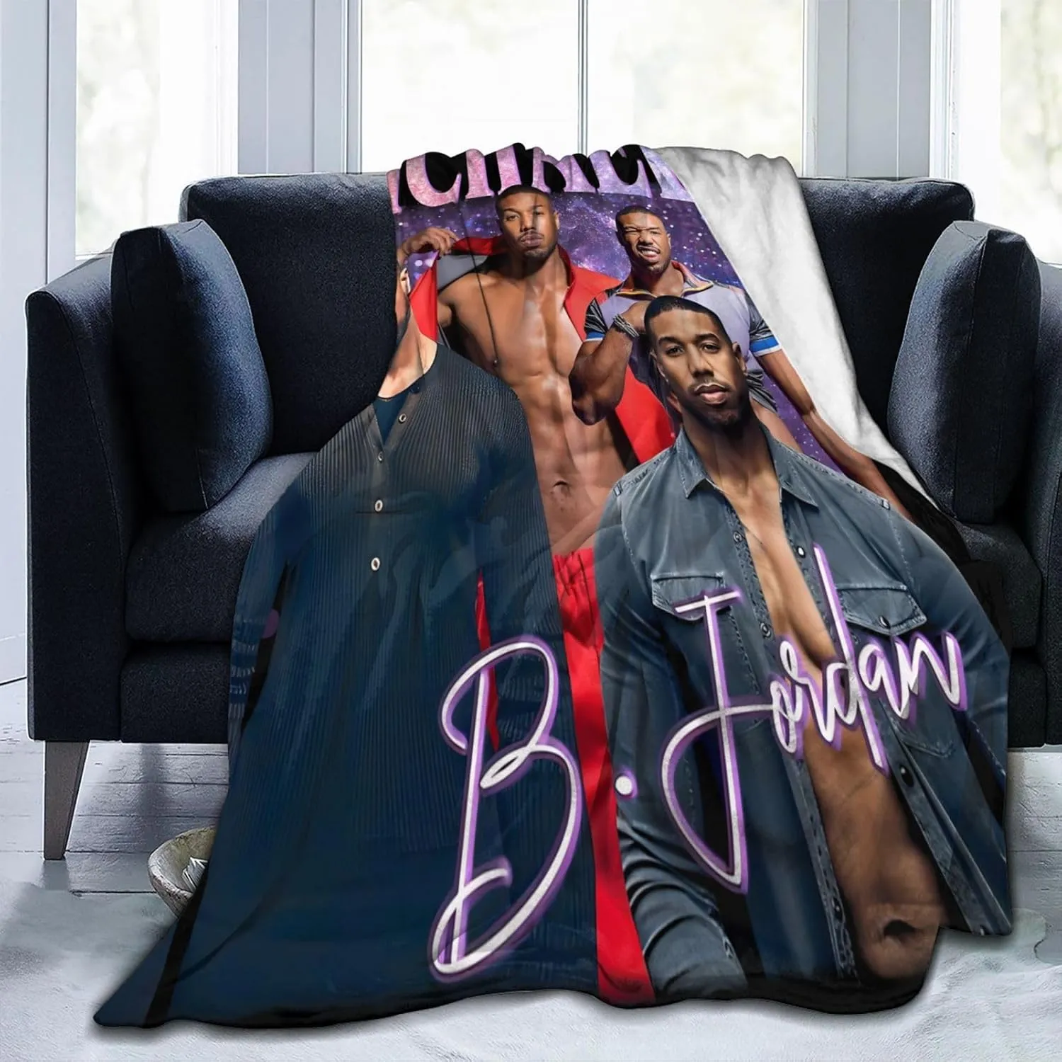 Michael B. Jordan Blanket Flannel Fleece Printed Throw Blankets Ultra Soft Micro Warm Blanket for All Season Bedding Chair Sofa Couch Bed 50"x40"