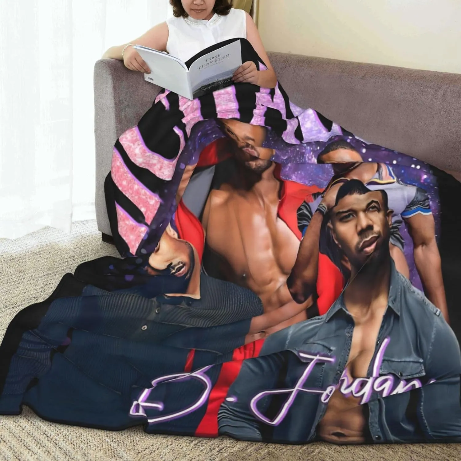 Michael B. Jordan Blanket Flannel Fleece Printed Throw Blankets Ultra Soft Micro Warm Blanket for All Season Bedding Chair Sofa Couch Bed 50"x40"