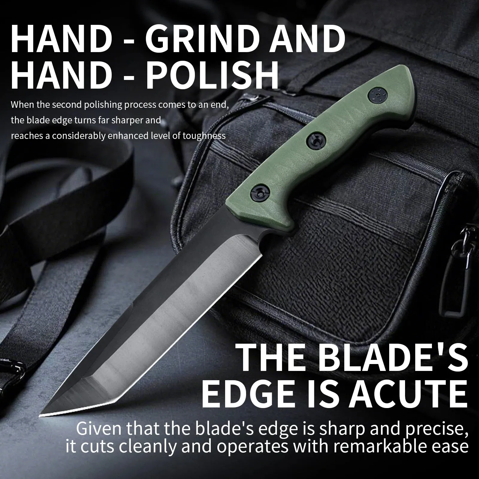 Military Survival Knife with Non-Slip Handle and Sheath