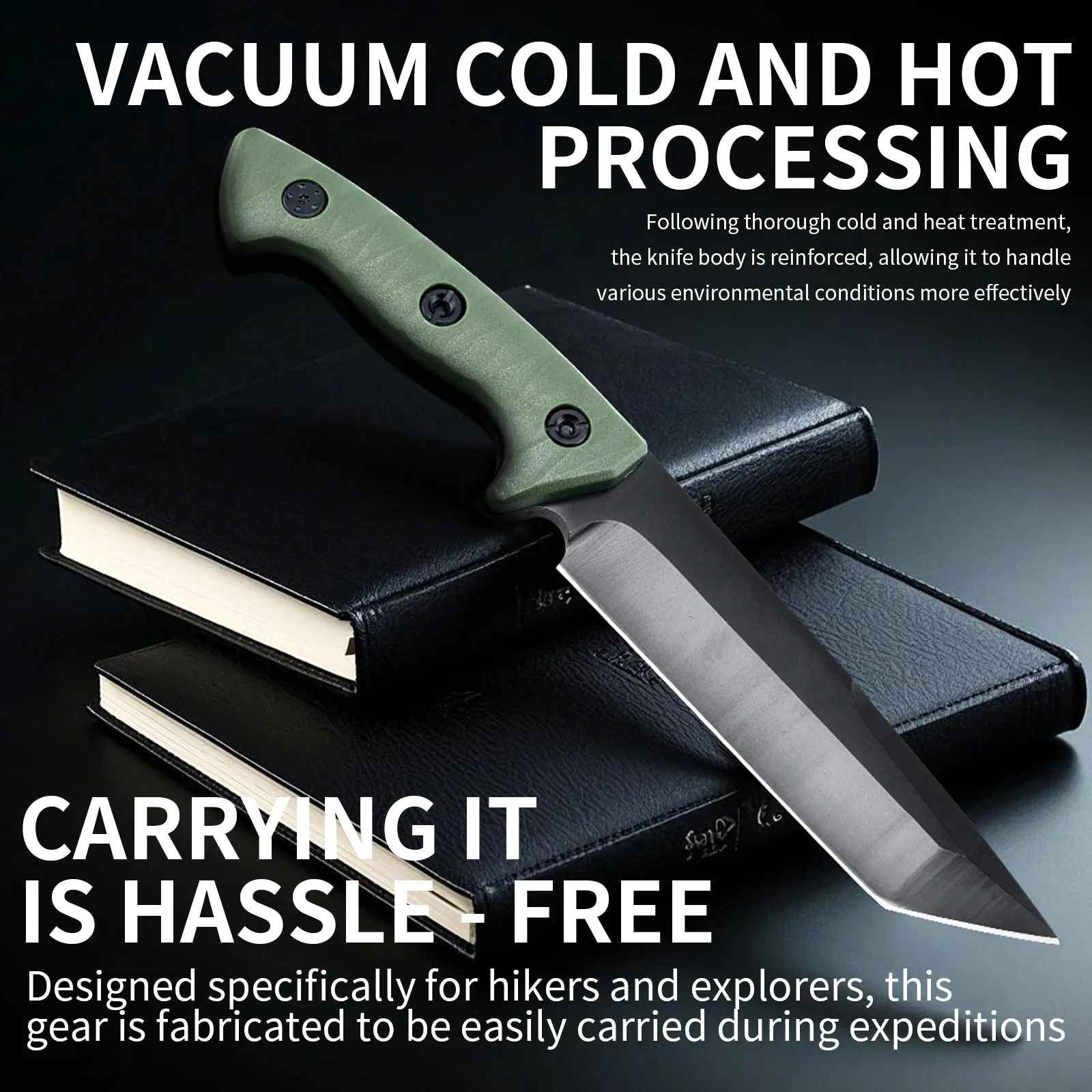 Military Survival Knife with Non-Slip Handle and Sheath
