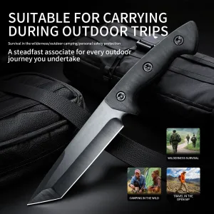 Military Survival Knife with Non-Slip Handle and Sheath
