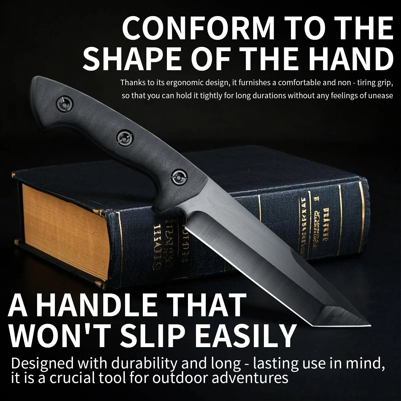 Military Survival Knife with Non-Slip Handle and Sheath