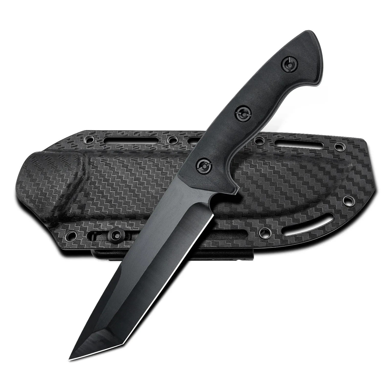 Military Survival Knife with Non-Slip Handle and Sheath
