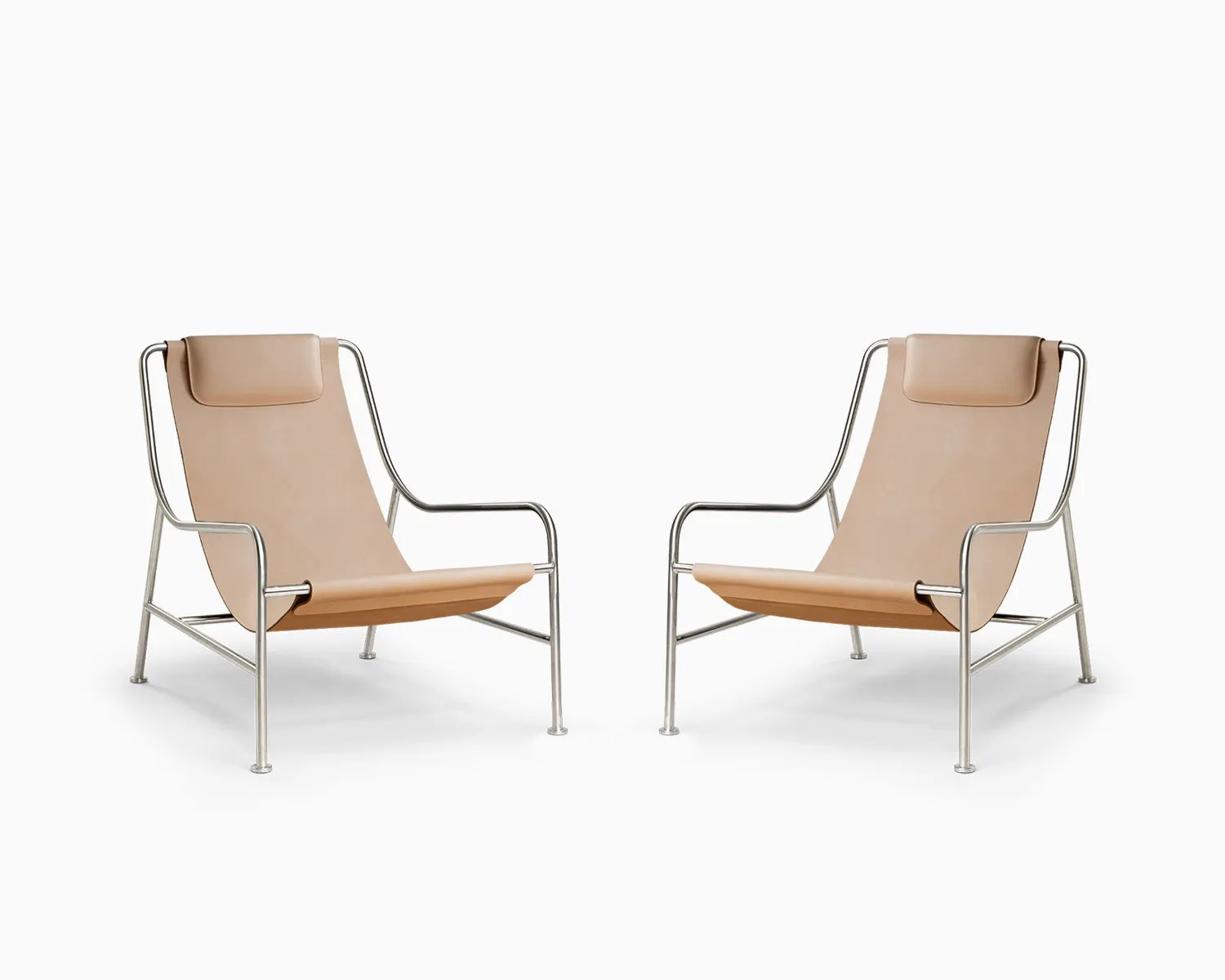 Minimalist Intdoor Living Room -Lisboa Chair in Leather - 2 Chairs
