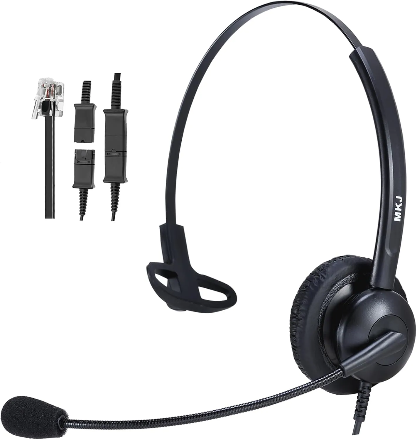 MKJ RJ9 Telephone Headset with Microphone Noise Cancelling Wired Headphones for Call Center Cored Phone Headset for Office Landline Avaya 1408 9508 Polycom VVX310 Aastra 6753i AudioCodes Fanvil