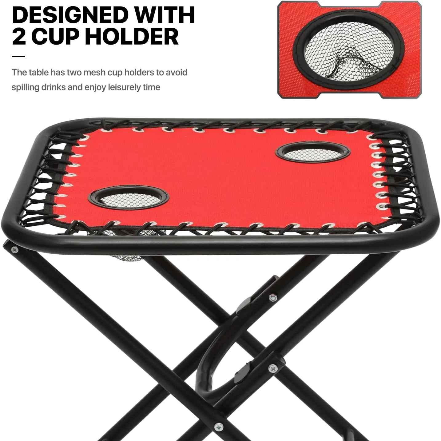 MoNiBloom Recliner Patio Lounge Chairs Set of 3, Adjustable Outdoor Beach Chairs w/Folding Table, Pillow and Cup Holder Tray, 330lbs Capacity, Red