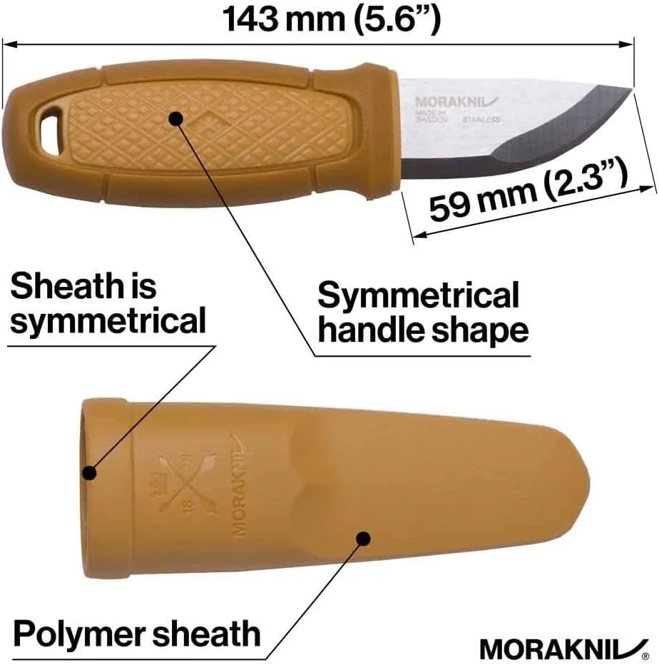 Morakniv Eldris Fixed-Blade Pocket-Sized Knife with Sandvik Stainless Steel Blade and Plastic Sheath 2.2-Inch.