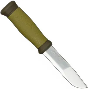 Morakniv Mora 2000 Stainless Steel Fixed-Blade Knife With Sheath, Olive Green, 4.3 Inch