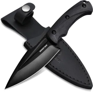 MOSSY OAK Hunting Knife with Sheath, 8.5-inch Full-tang Fixed Blade Knife, Outdoor Knives for Survival, Camping, Hiking (G10 Handle-Black)