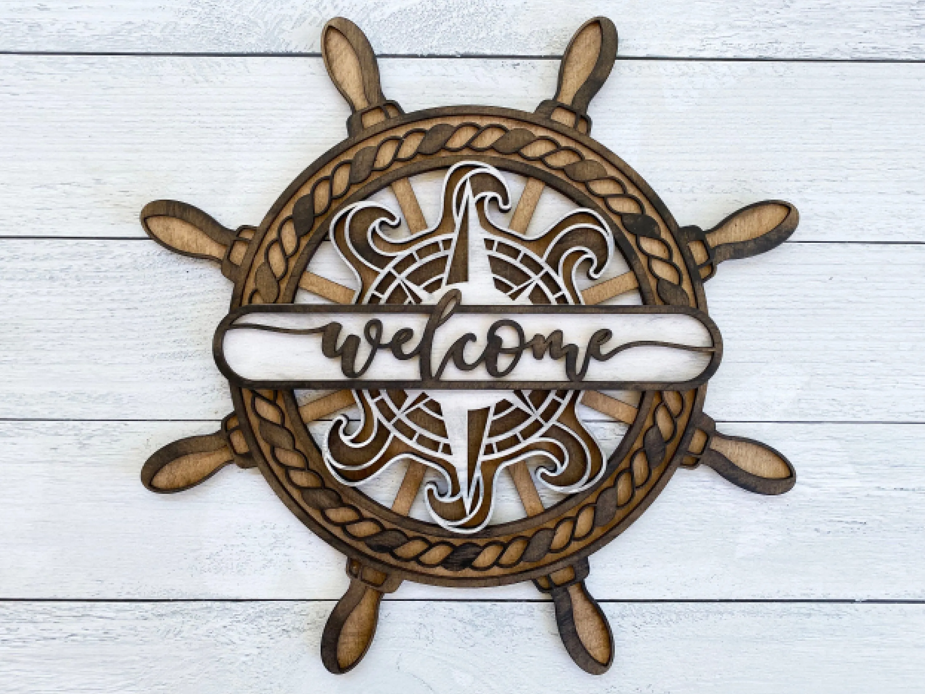 Multi-Layer Assemble and Non Assemble - Nautical Ships Wheel/Compass Sign