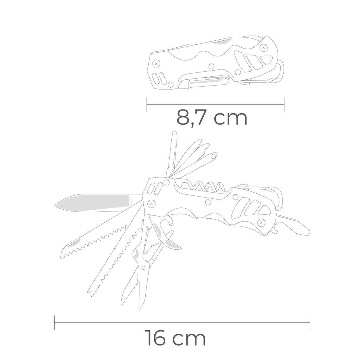 Multi-purpose knife EDM 08557 K2 Silver Snap hook