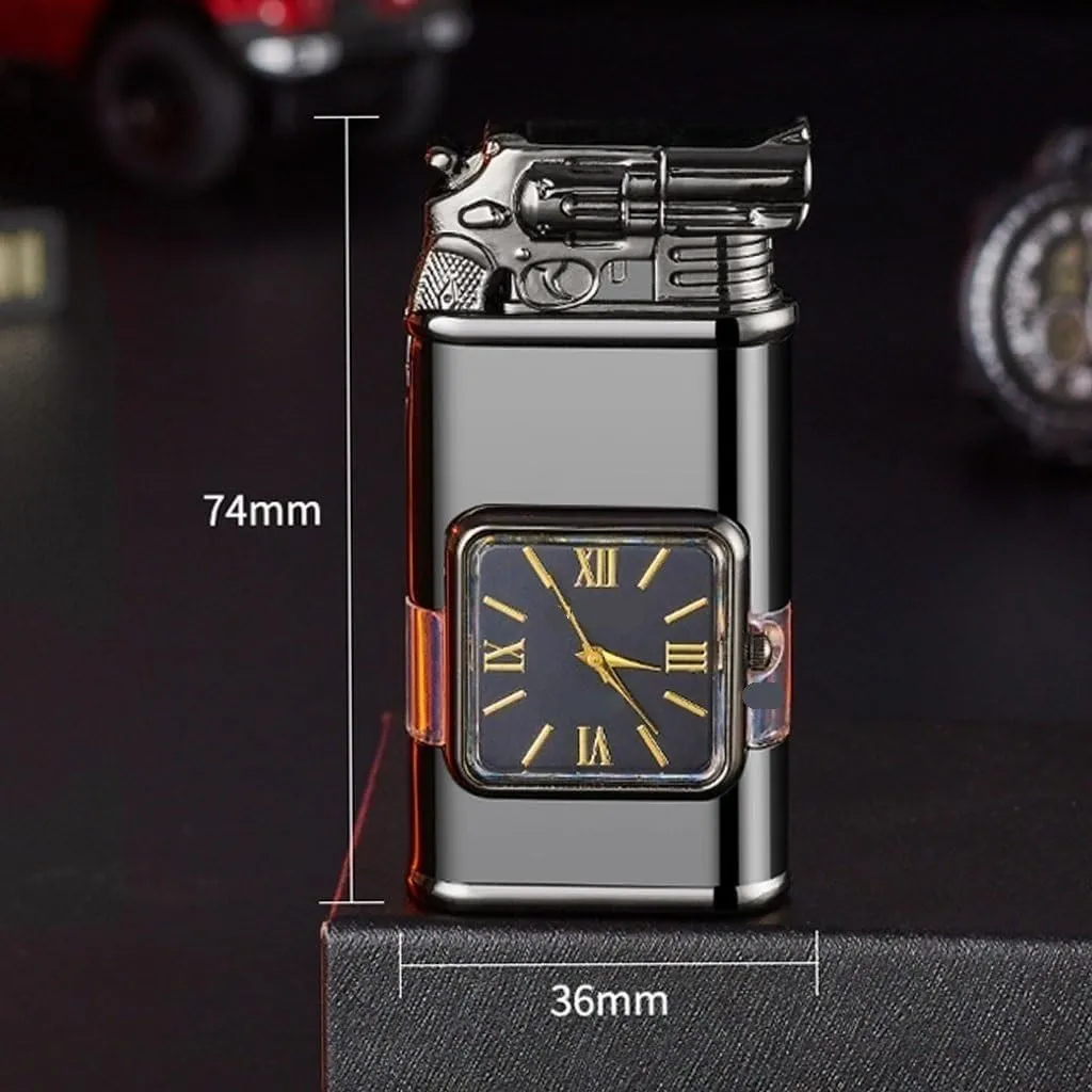 Multifunctional 2-in-1 lighter, windproof butane lighter, metal portable embossed design lighter, double flame lighter (butane not included)(Red)