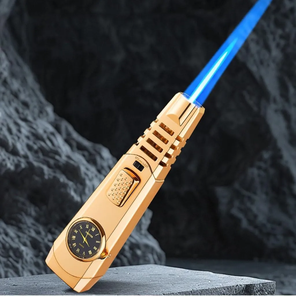 Multifunctional Dial Windproof Flame Jet Torch Lighte Metal Inflatable Straight Candle Cigar Kitchen Fireplace Outdoor Barbecue Camping Ignition Dedicated Indoor and(#99267c)