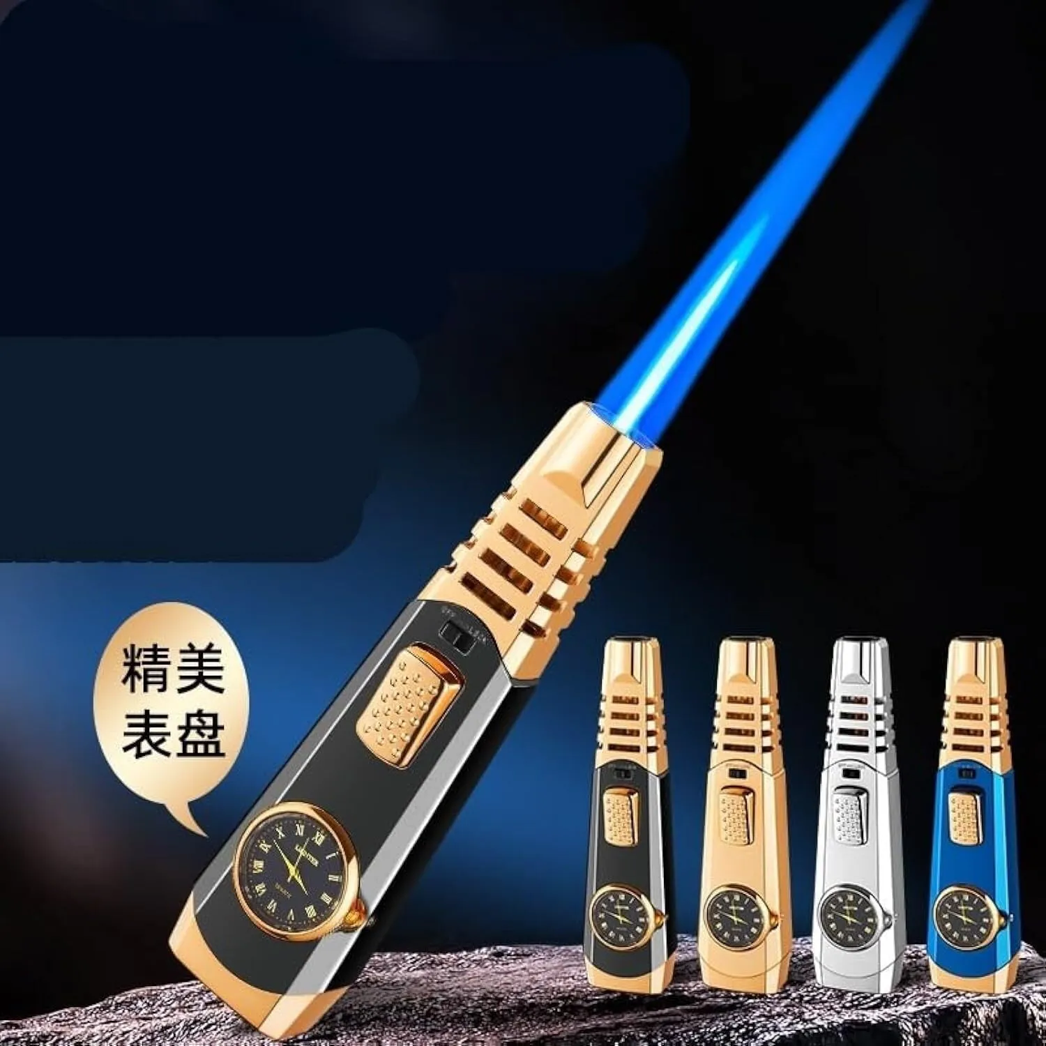 Multifunctional Dial Windproof Flame Jet Torch Lighte Metal Inflatable Straight Candle Cigar Kitchen Fireplace Outdoor Barbecue Camping Ignition Dedicated Indoor and(#99267c)