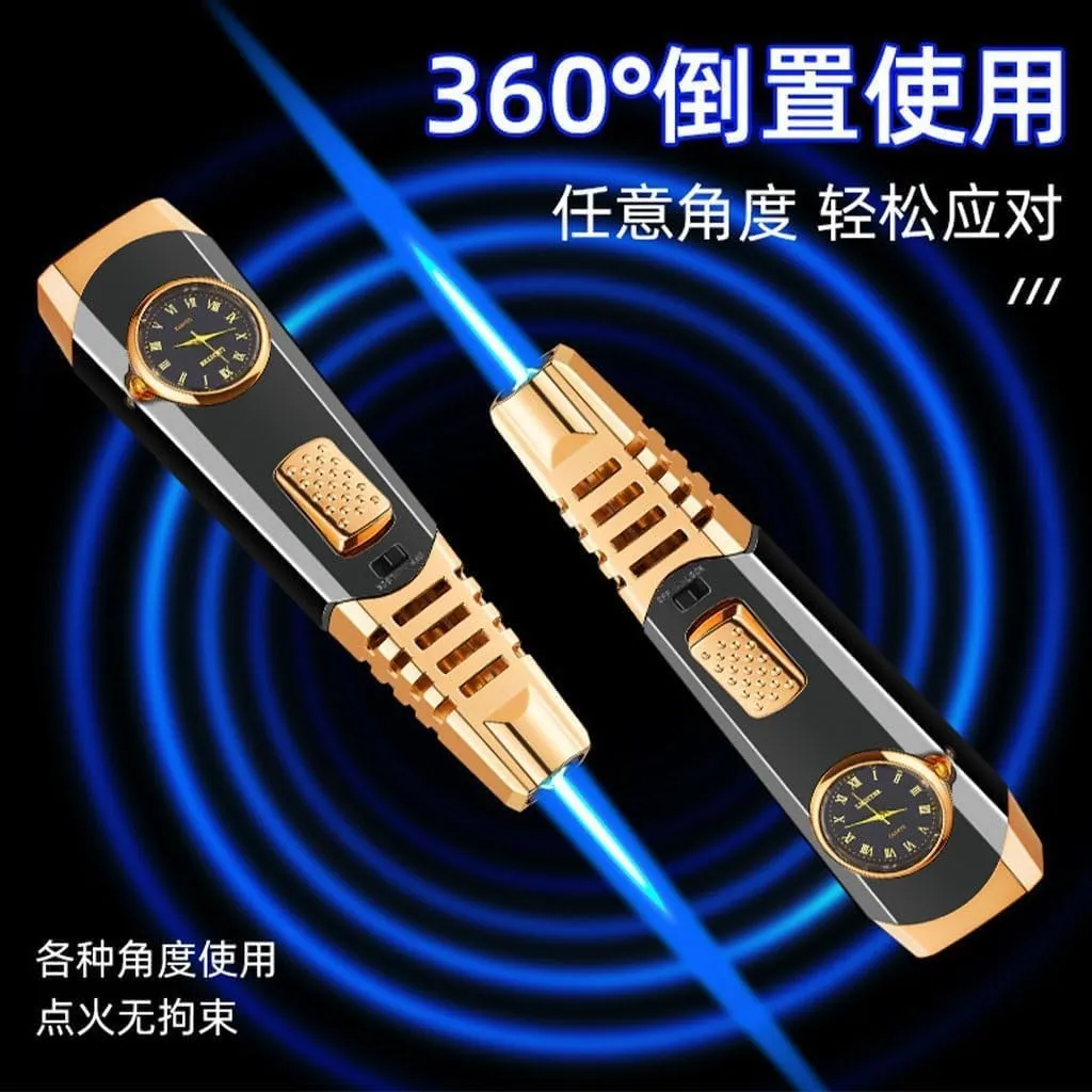 Multifunctional Dial Windproof Flame Jet Torch Lighte Metal Inflatable Straight Candle Cigar Kitchen Fireplace Outdoor Barbecue Camping Ignition Dedicated Indoor and(#99267c)