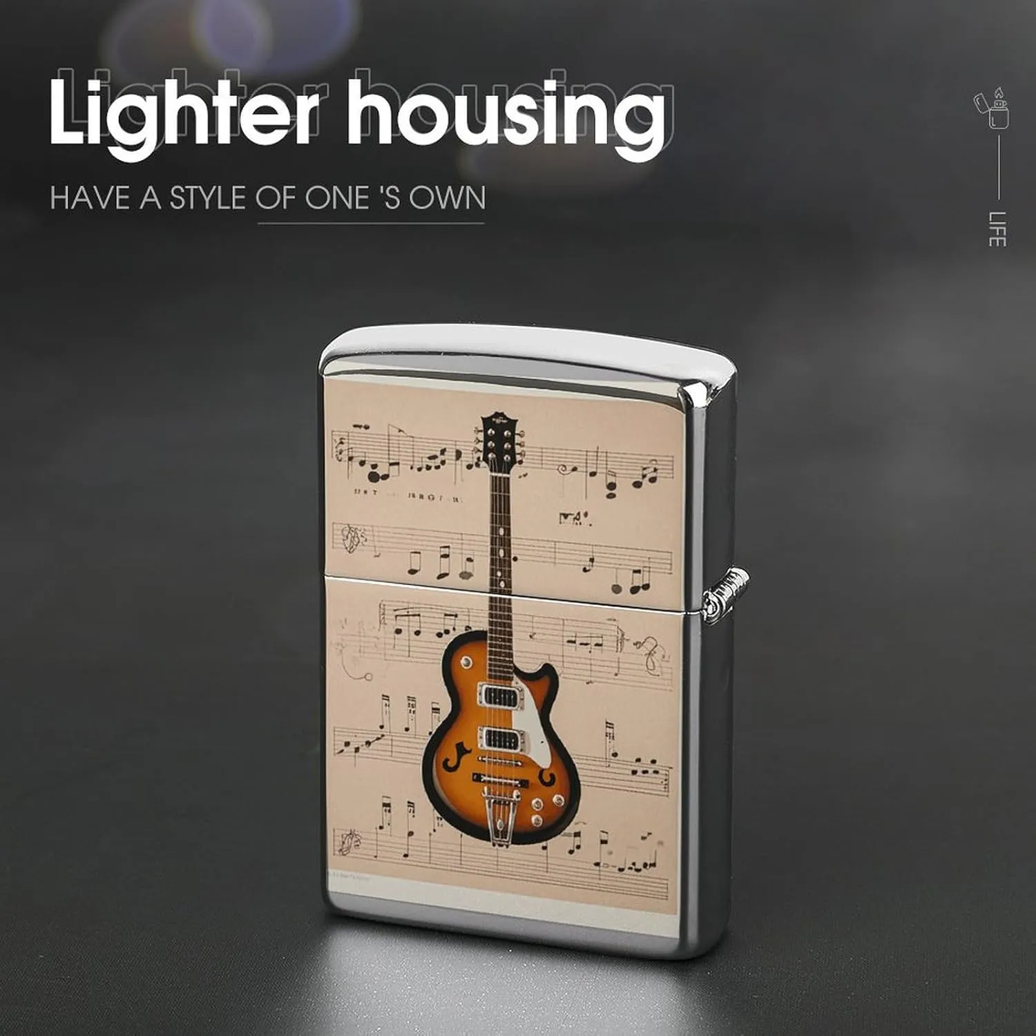 Musical Guitar PrintLighter Case Waterproof Lighter Sleeve Lighters Protective Cover with Graffiti Design