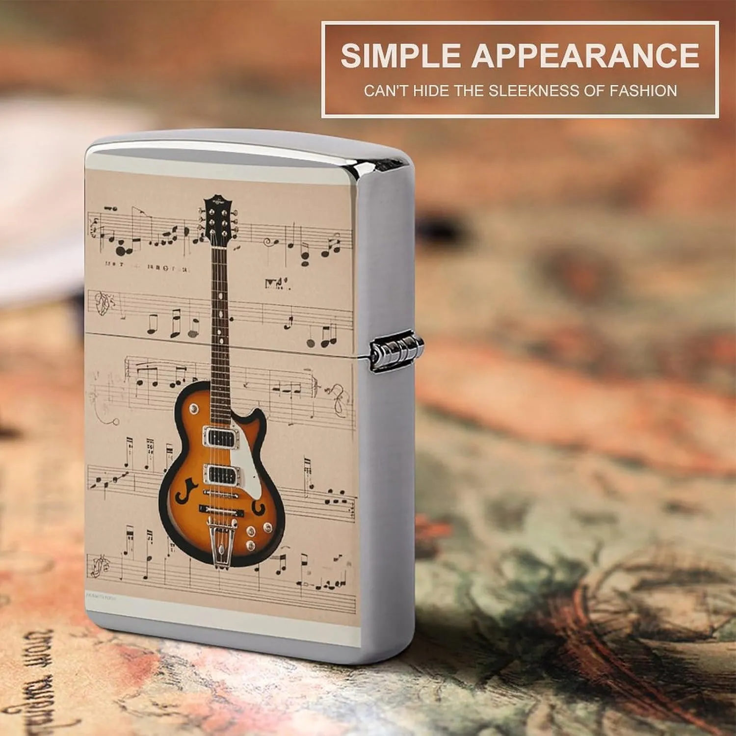 Musical Guitar PrintLighter Case Waterproof Lighter Sleeve Lighters Protective Cover with Graffiti Design