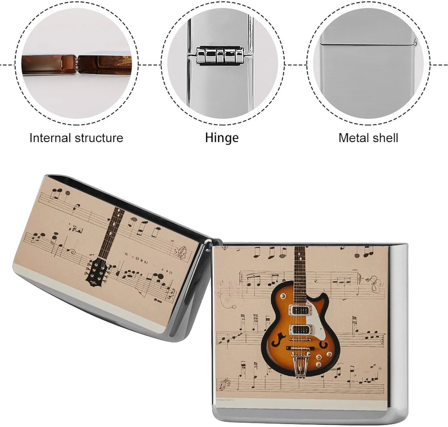Musical Guitar PrintLighter Case Waterproof Lighter Sleeve Lighters Protective Cover with Graffiti Design