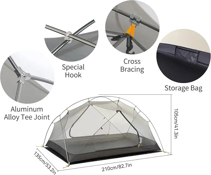 Naturehike Camping Tent, 2/3 Person Double Layer, Instant Easy Setup, Waterproof PU2000mm, 54 MPH Wind Resistance, UPF 50 , Outdoor Tent for Camping, Festivals, Backyard, Sleepovers
