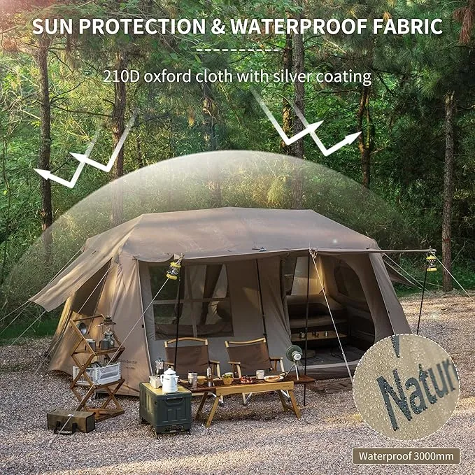 Naturehike Village Camping Tent,4/6/8 Person Tents for Camping, 60S Easy Setup Instant Tent for Family Camping, Car Camping