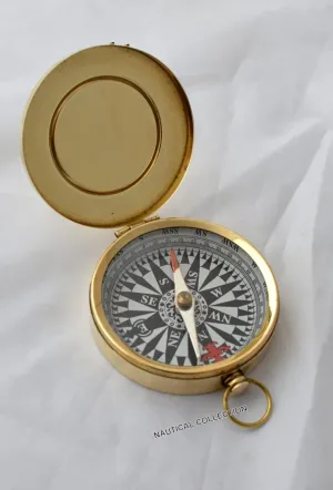 NAUTICAL COLLECTION | Brass Compass with Lid | Nautical Style Directional Magnetic Compass Baptism Gifts for Son, Father, Love, Partner, Spouse, Fiancé.