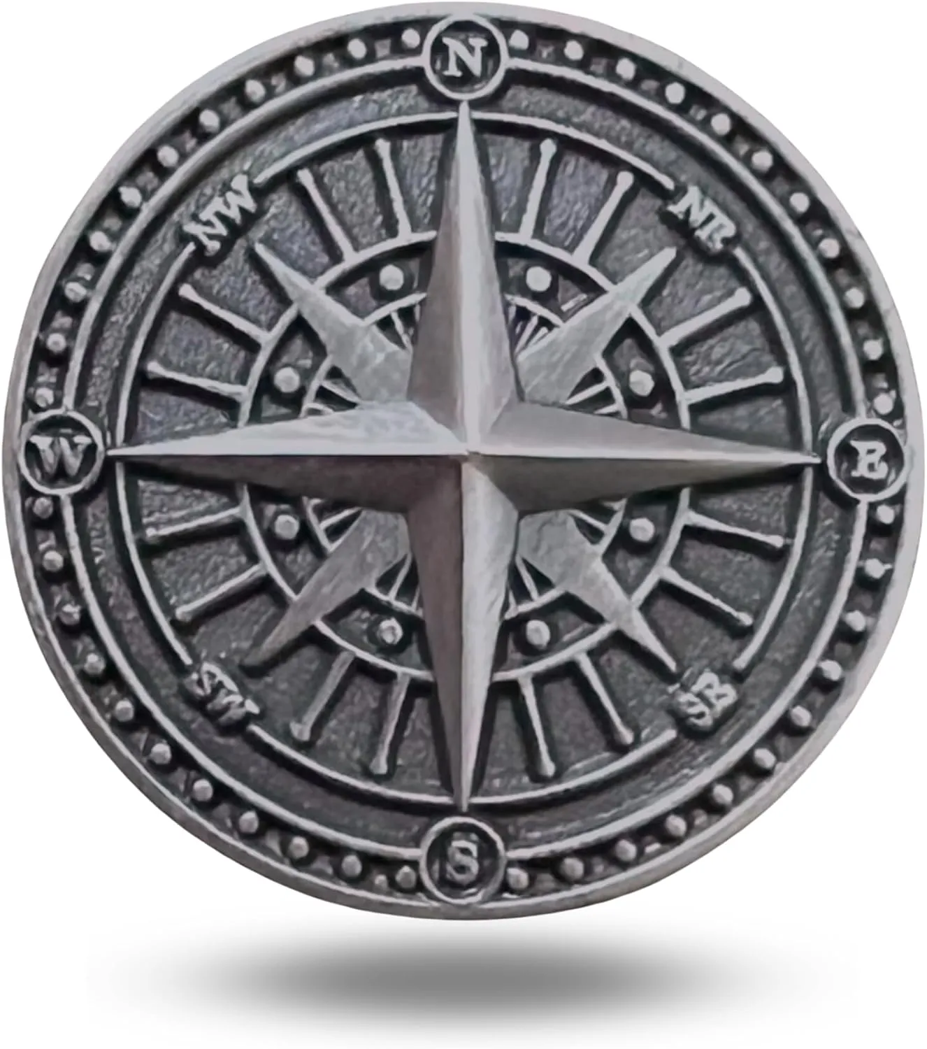 Nautical Compass Unique Magnetic Metal Golf Ball Marker Accessory with Hat Clip for Men and Women