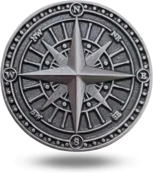 Nautical Compass Unique Magnetic Metal Golf Ball Marker Accessory with Hat Clip for Men and Women
