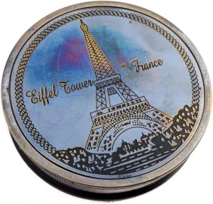 Nautical Navigational Pirate's Antique Brass Pocket Compass | Paris Eiffel Tower Engraved Black Functional Magnetic Manual Compass | Maritime Collection | Nagina International (Large)