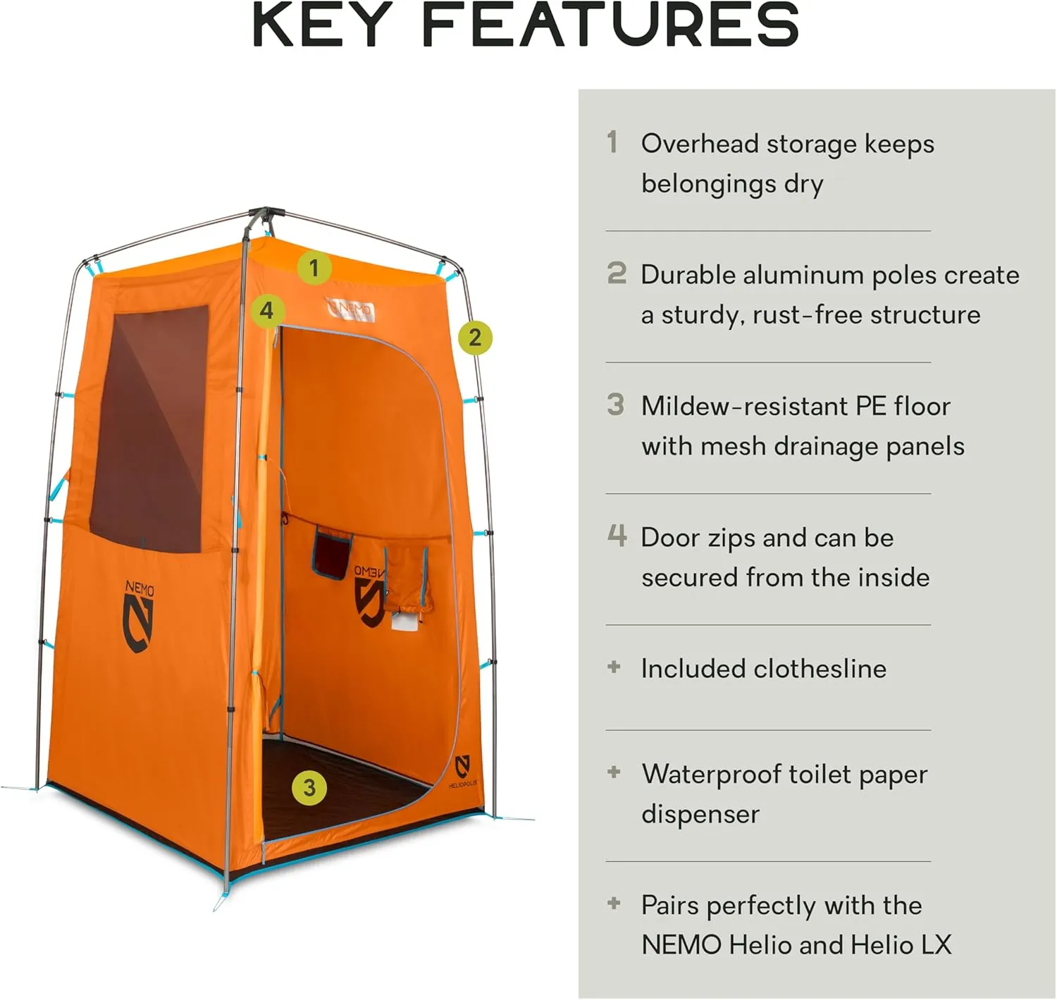 NEMO Equipment Heliopolis Privacy Shelter & Shower Tent - Monarch - One Size