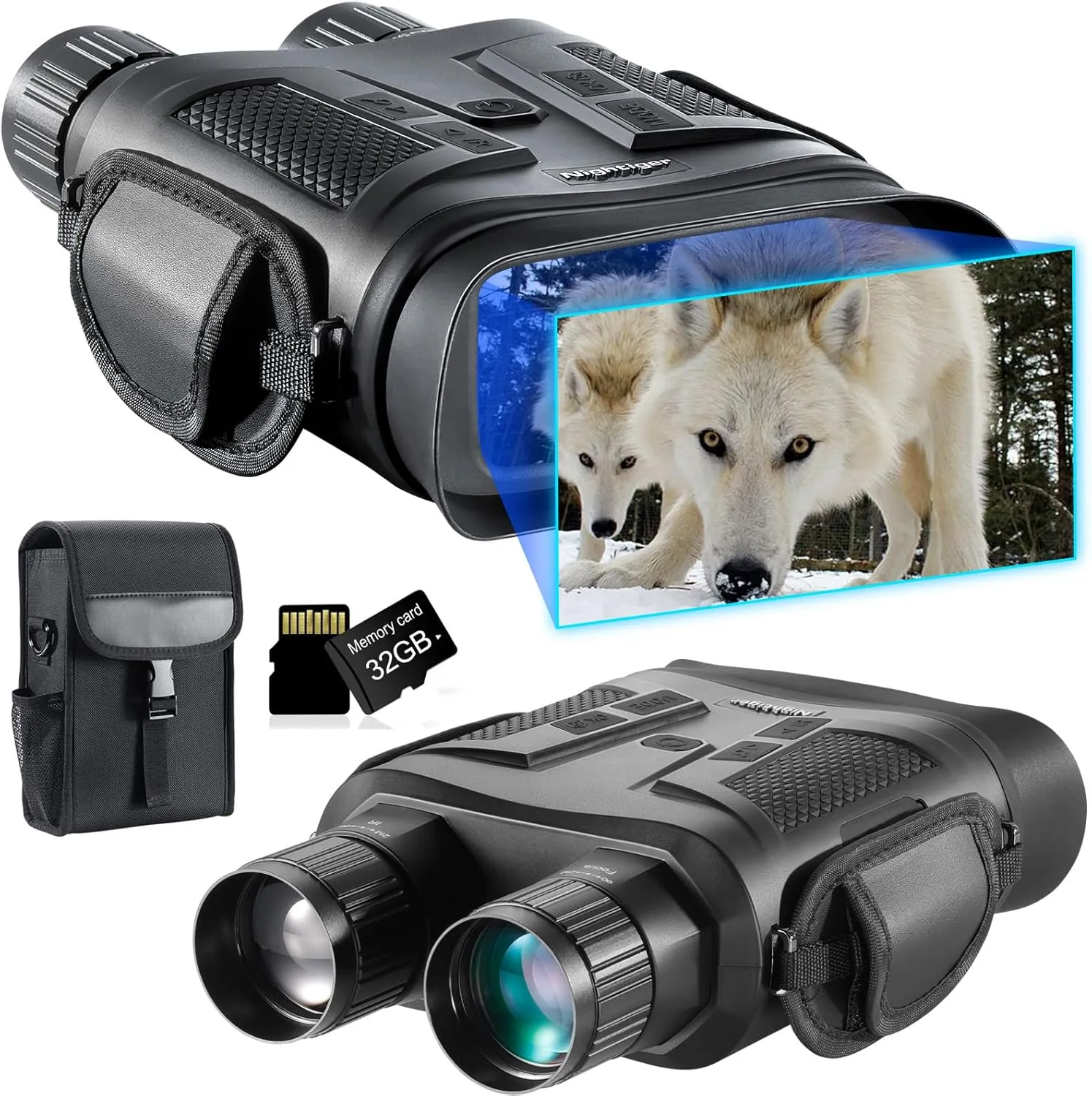 Nightiger Super Night Vision Binoculars with Ranging Function - Built-in 7000mAh Rechargeable Battery, Long Viewing Range, Big Screen 10X Digital Zoom, Powerful Infrared Night Vision Goggles for Adult
