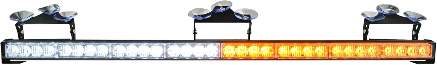 Nippon America 36” Emergency Strobe Light for Vehicles (NL-LB-EMR-36), LED Amber White Safety Lights, 14 Flash Patterns Directional Safety Warning Lights for Cars, Trucks, and Vehicles