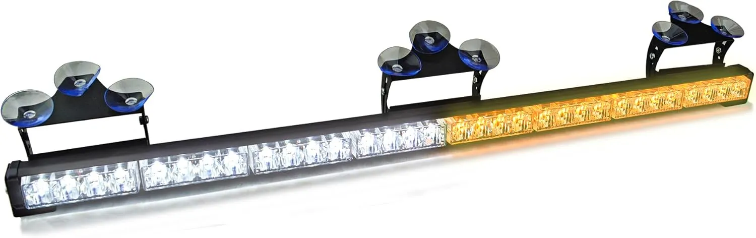 Nippon America 36” Emergency Strobe Light for Vehicles (NL-LB-EMR-36), LED Amber White Safety Lights, 14 Flash Patterns Directional Safety Warning Lights for Cars, Trucks, and Vehicles