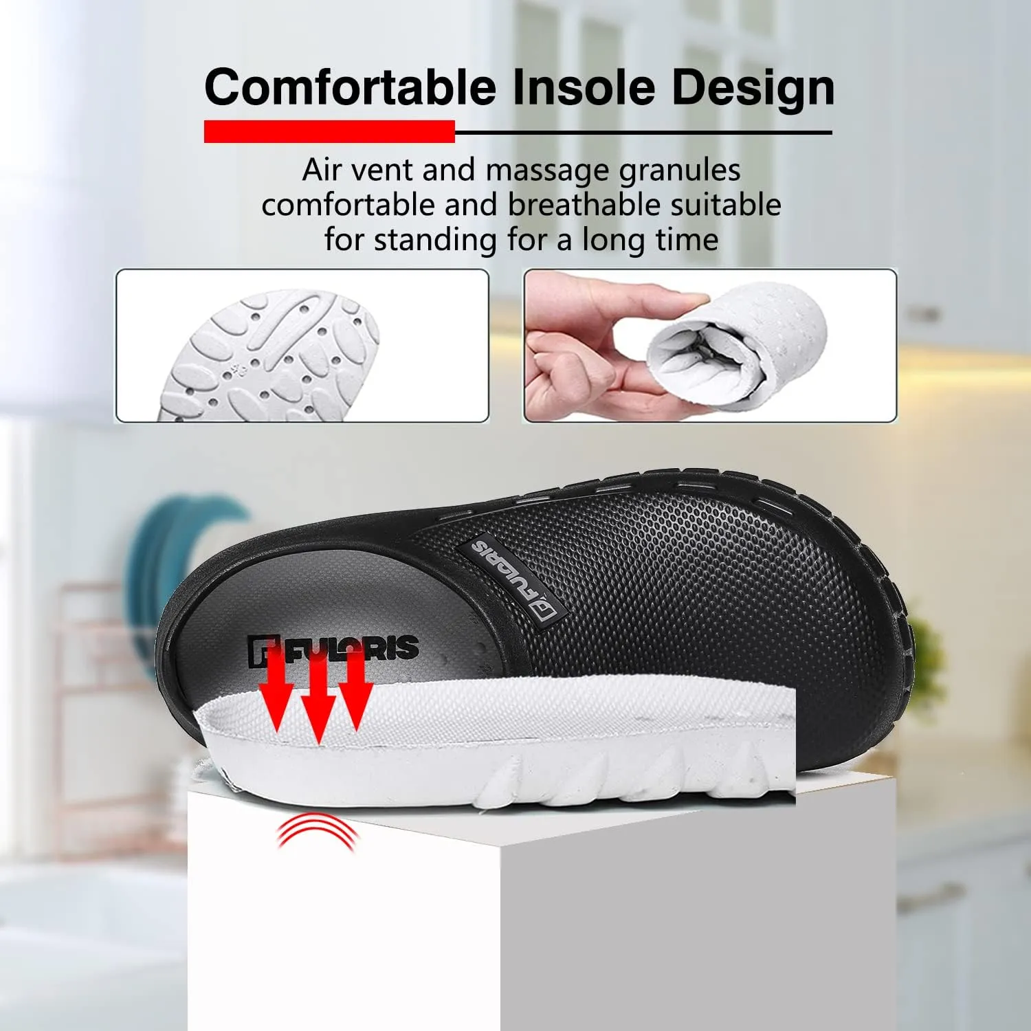 Non Slip Shoes for Men - Oil Water Resistant Chef Nursing Doctors Shoes Suitable for Kitchen Restaurant Garden Hospital Slip Resistant Safty Working Clogs