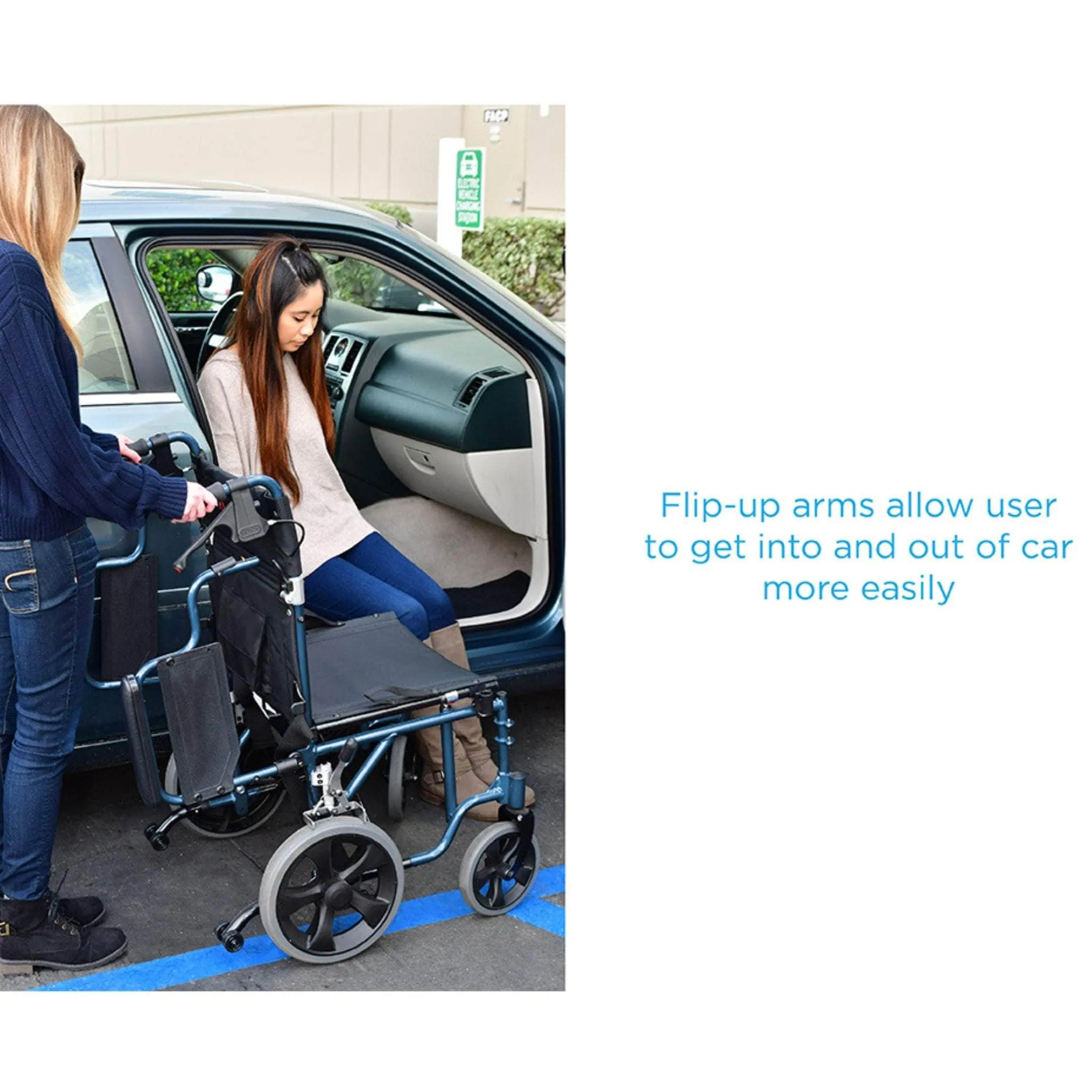 Nova Medical Lightweight Transport Chair with 12” Rear Wheels