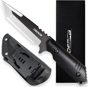 OERLA OLX-004 Tactical Survival Knife with Kydex Sheath, Outdoor Fixed Blade with Belt Clip, 420HC Steel Blade Camping Knife with G10 Handle
