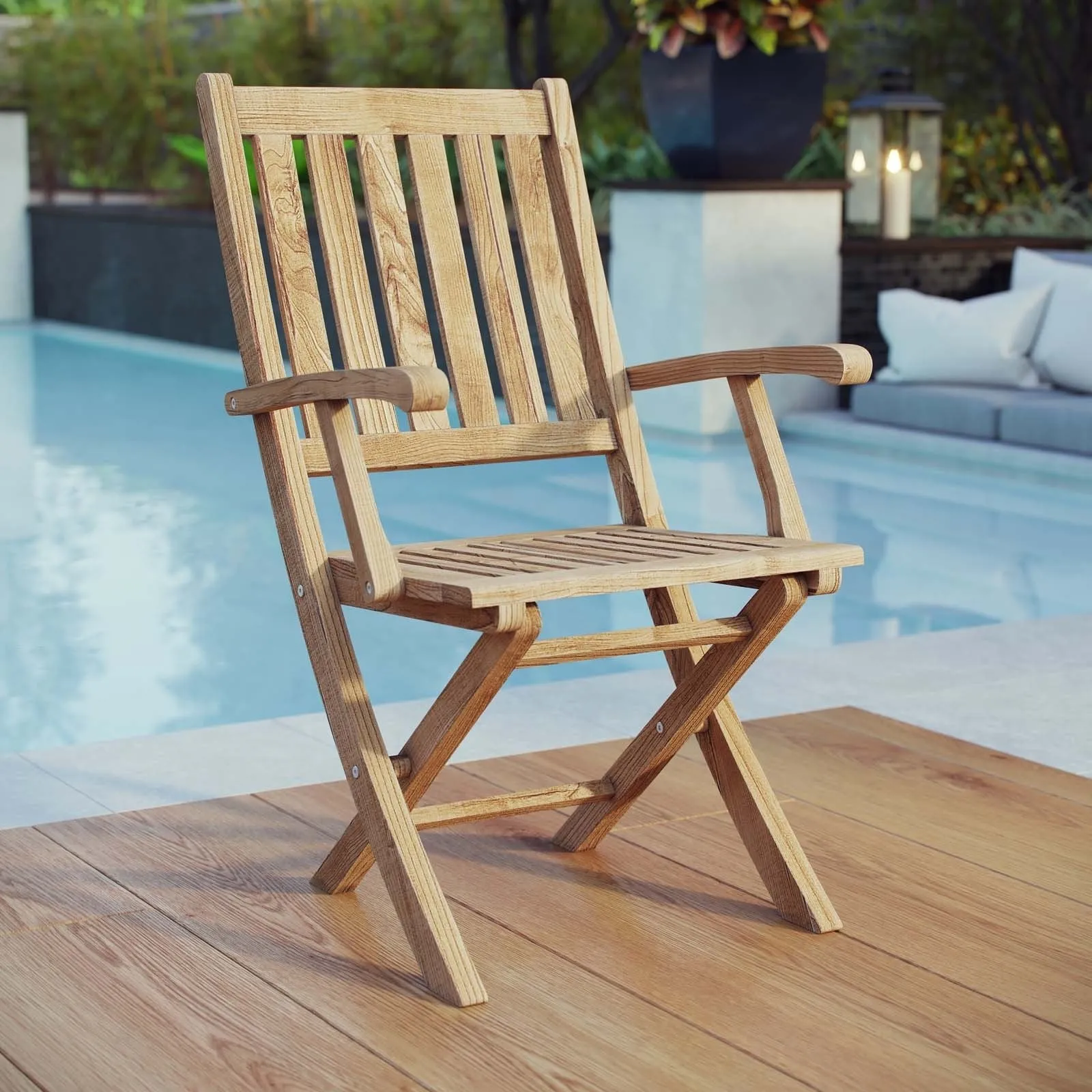 One Marina Outdoor Patio Teak Folding Chair