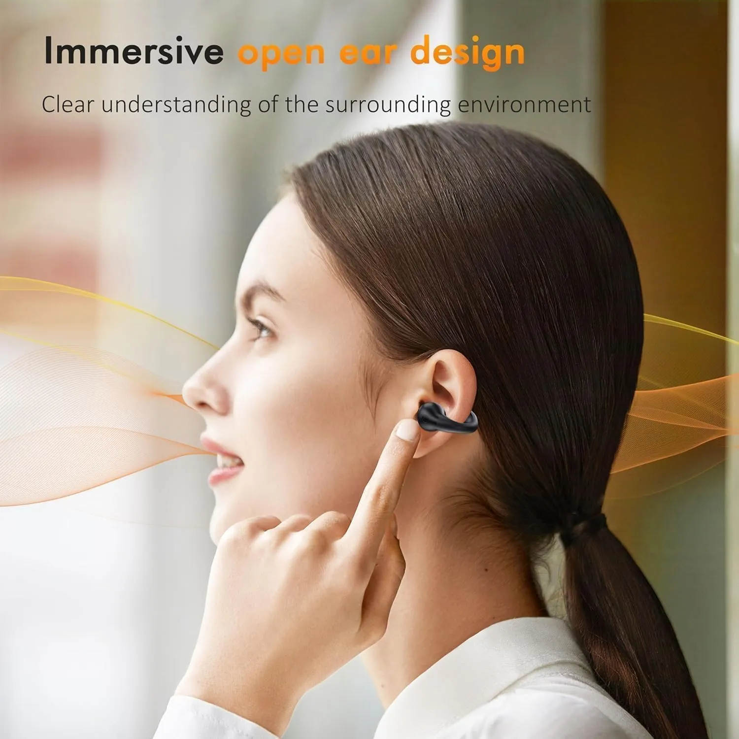 Open Ear Bone Conduction Headphones,True Wireless Bluetooth 5.3 Lightweight Comfort Clip On Earbuds with LED Digital Display Charging Case Sport Built-in Mic IPX7 Waterproof for Running Fitness,Black
