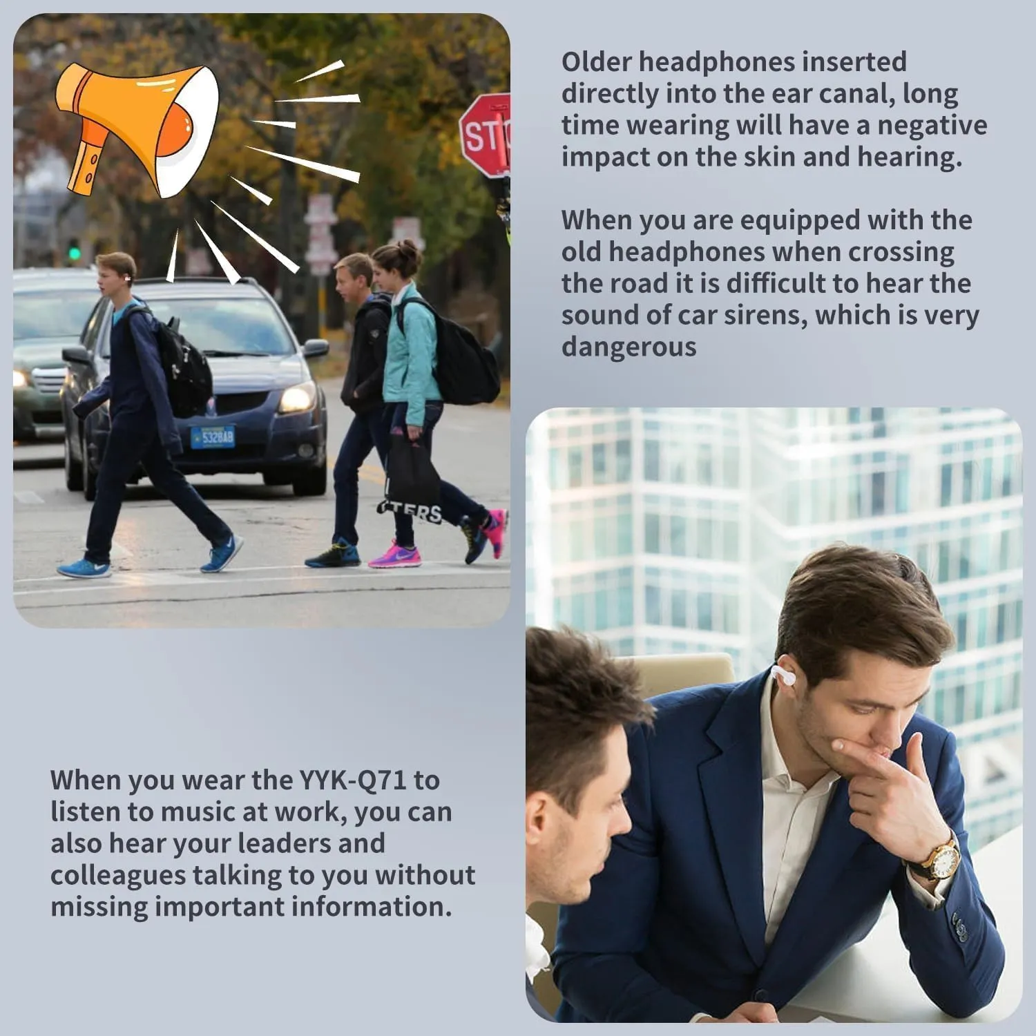 Open Ear Clip Bone Conduction Headphones Bluetooth, Sports Earphones Built-in Microphone with Earhooks & Ear Hook, Wireless Charging Case Display, Waterproof Fitness Headphones for Sports