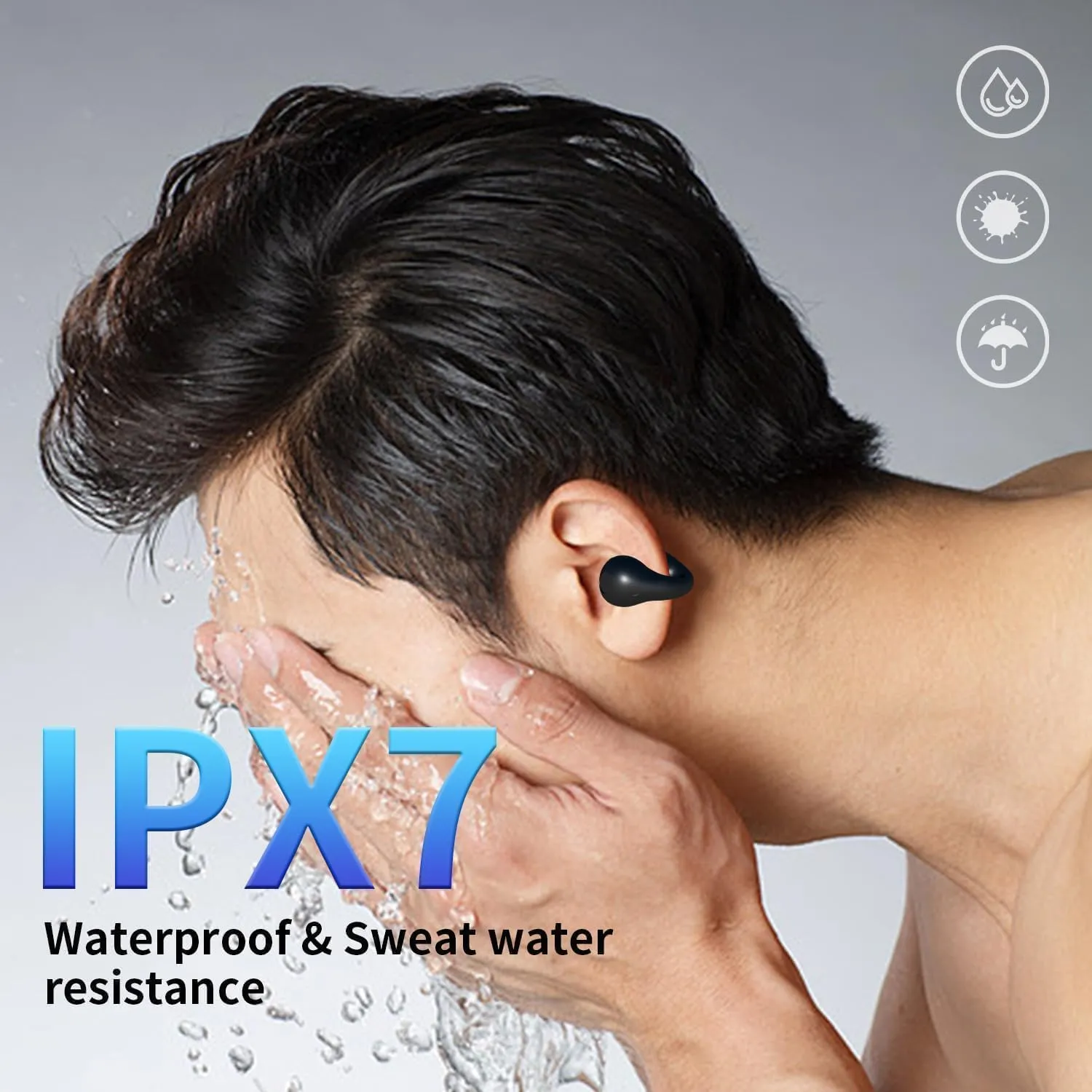 Open Ear Clip Bone Conduction Headphones Bluetooth, Sports Earphones Built-in Microphone with Earhooks & Ear Hook, Wireless Charging Case Display, Waterproof Fitness Headphones for Sports