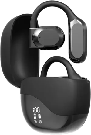 Open Ear Out of Ear Headphones Outside Ear Wireless Earless Headphones Bluetooth Bone Air Conduction Earbuds Open Ear Hanging Bluetooth Headset Over The Ear Open Ear Buds Black