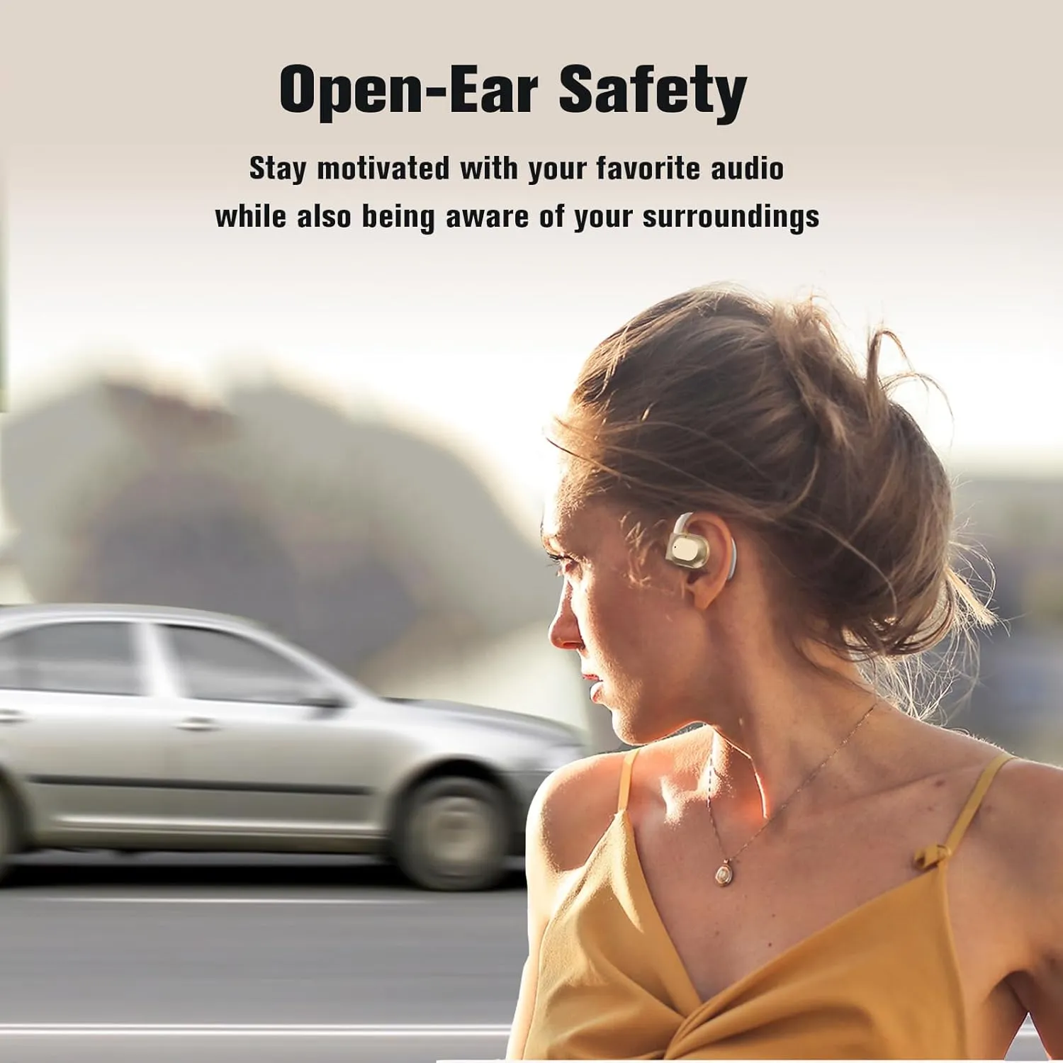 Open Ear Out of Ear Headphones Outside Ear Wireless Earless Headphones Bluetooth Bone Air Conduction Earbuds Open Ear Hanging Bluetooth Headset Over The Ear Open Ear Buds Black