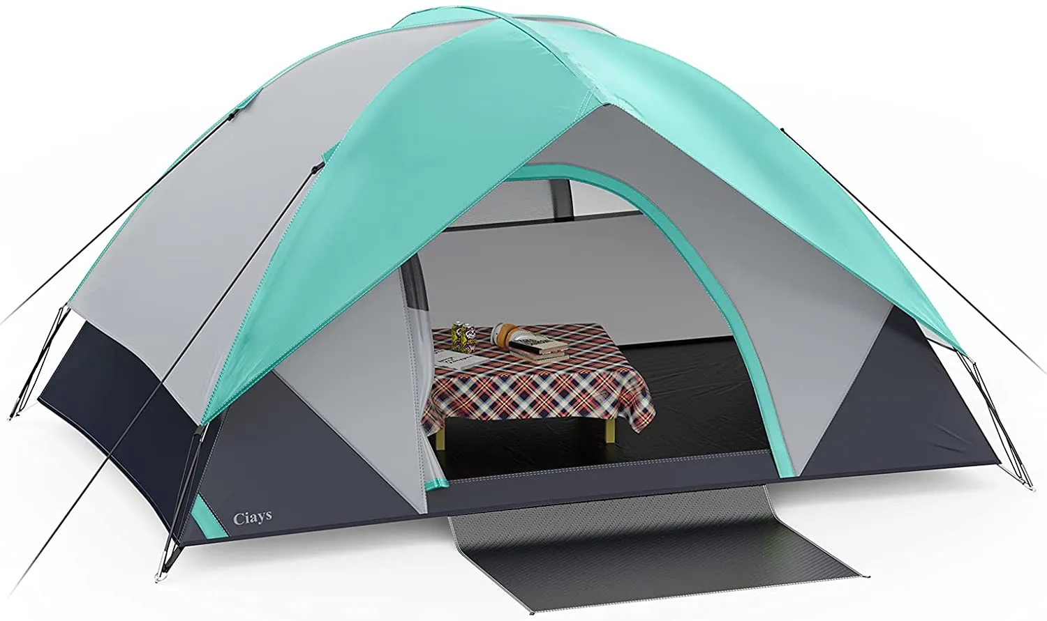 OT QOMOTOP Camping Tent, Waterproof Family Tent with Removable Rainfly and Carry Bag, Lightweight Tent with Stakes for Camping, Traveling, Backpacking, Hiking, Outdoors