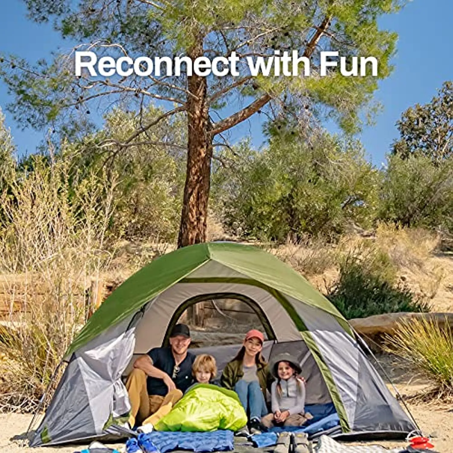 OT QOMOTOP Camping Tent, Waterproof Family Tent with Removable Rainfly and Carry Bag, Lightweight Tent with Stakes for Camping, Traveling, Backpacking, Hiking, Outdoors