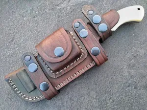Ottoza Hunting Knife with Sheath – Handmade Damascus Steel Tracker Knife | Horizontal Carry Fixed Blade Tool for Camping, Survival, Outdoors – 115