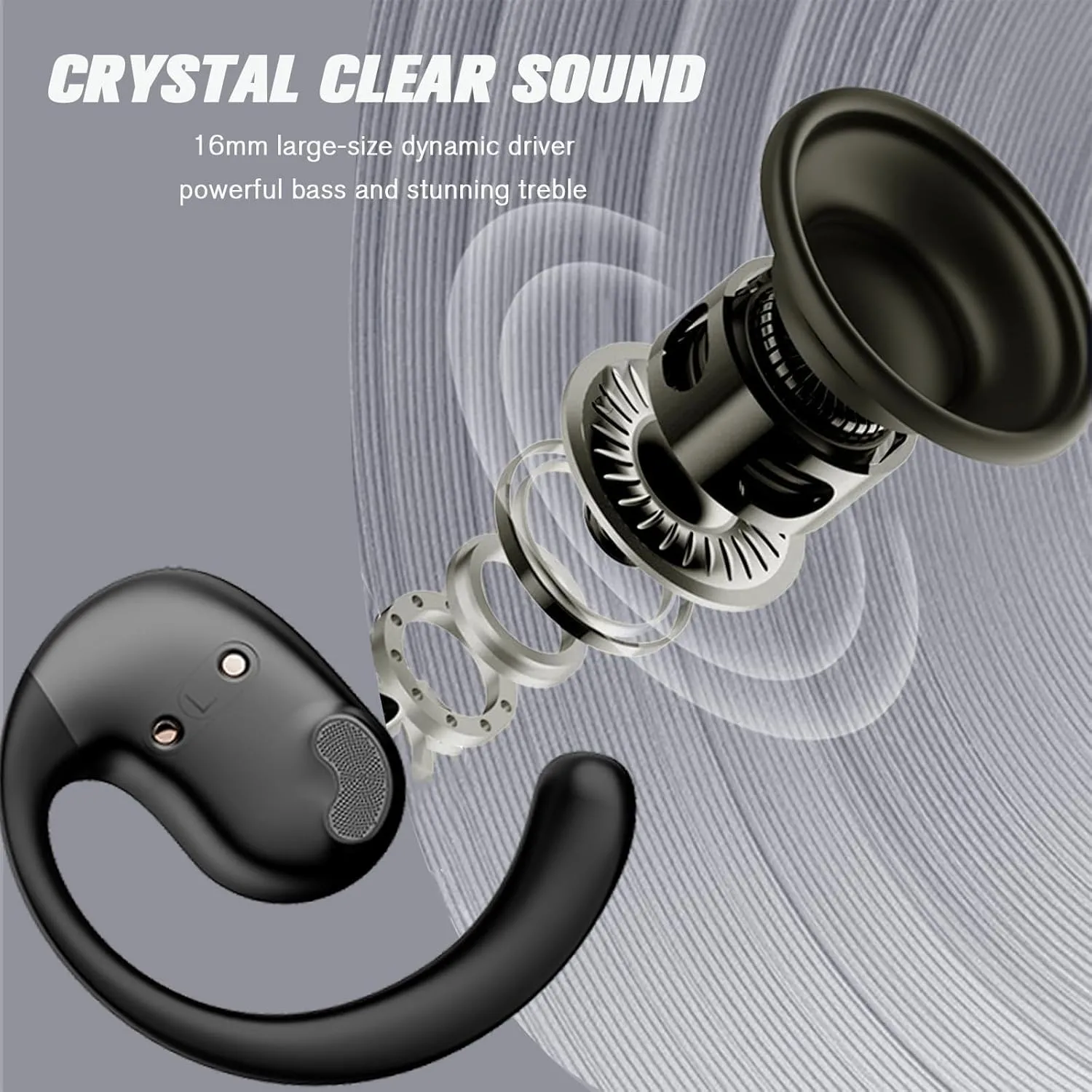Out of Ear Open Ear Headphones Outside The Ear Wireless Ear Hanging Bluetooth Headset Ows Over The Ear Open Ear Buds Earbuds Outside The Ear Headphones Bone Air Conduction Earbuds Black