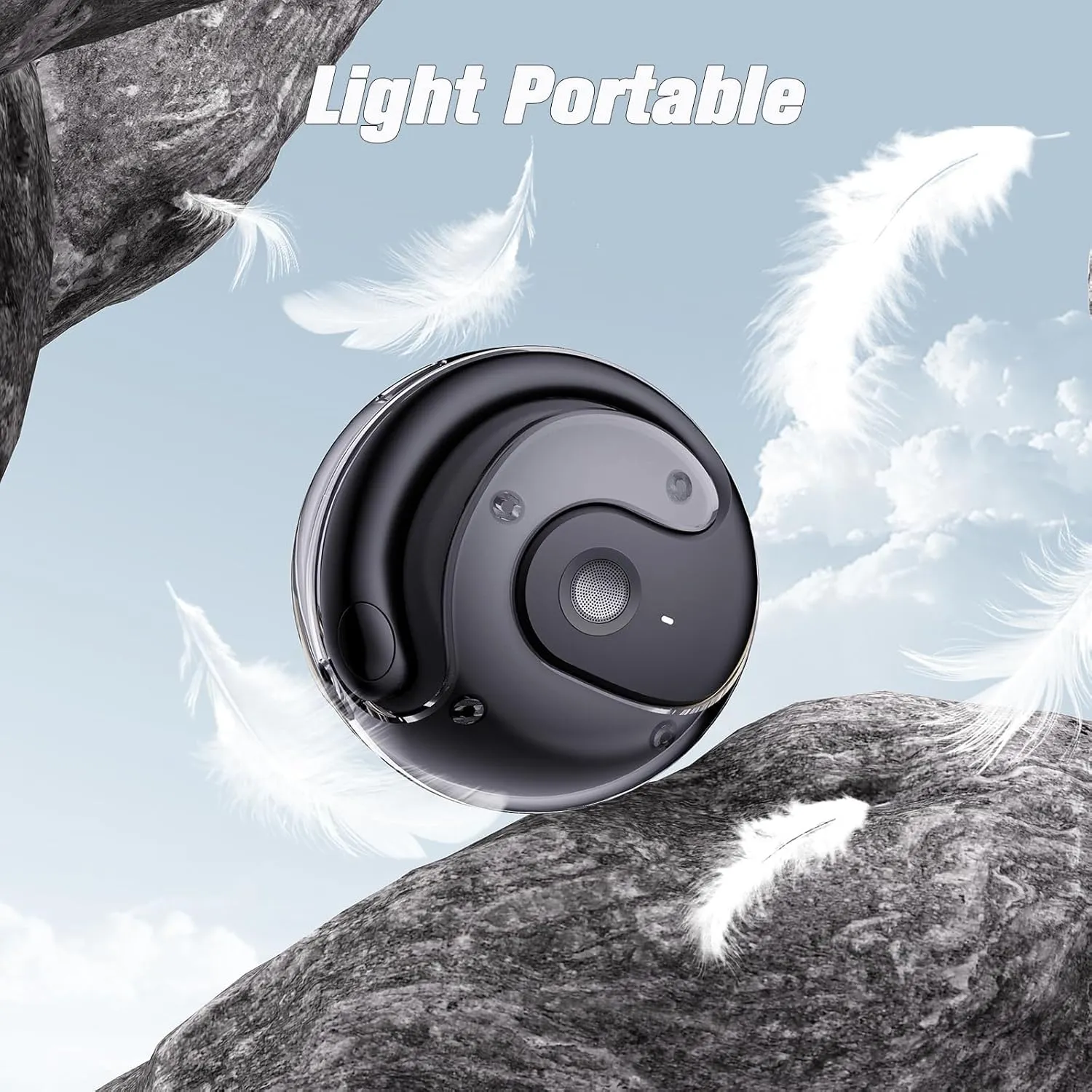 Out of Ear Open Ear Headphones Outside The Ear Wireless Ear Hanging Bluetooth Headset Ows Over The Ear Open Ear Buds Earbuds Outside The Ear Headphones Bone Air Conduction Earbuds Black